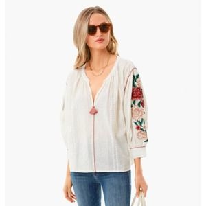 Roller Rabbit Off White Desert Flower Laura Top Size M